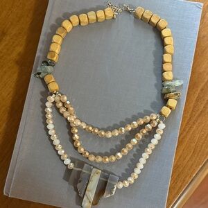 Chic Gold and Cream Beaded Necklace